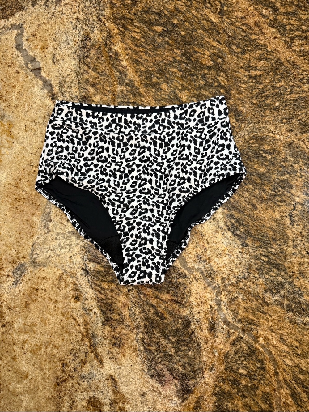 Ovruns Black and White Leopard High-Waist Period Bikini Bottoms